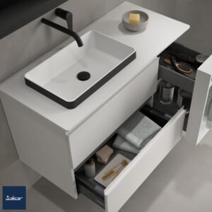 Lavabo Mael | Semiencastat, Solid Surface i aprofitament màxim de l'espai | Salgar
