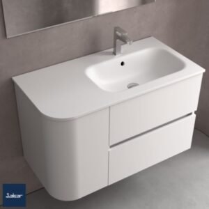 Lavabo Alliance | Disseny asimètric per a coqueta corba i MineralSolid | Salgar