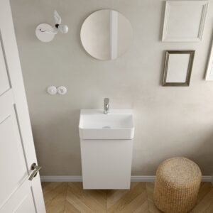 Lavabo Aida | Fons reduït, porcellana brillant i disseny per a espais compactes | Salgar