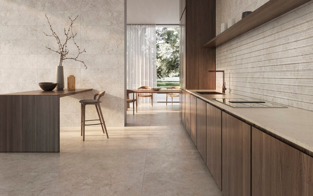 Sèrie Ardara Porcelain | Porcellànic Mat · 100x100 cm / 100x275 cm | Peronda — ambient 2