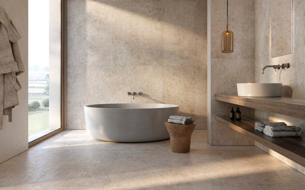 Sèrie Ardara Porcelain | Porcellànic Mat · 100x100 cm / 100x275 cm | Peronda — ambient 5