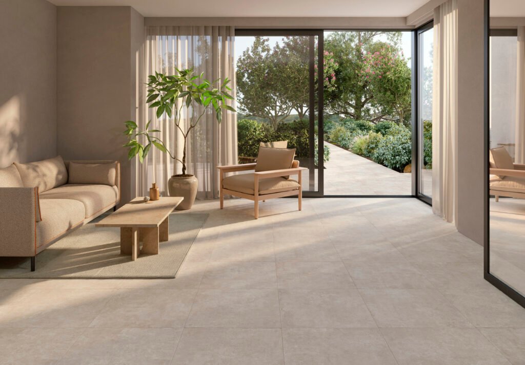 Sèrie Charme Porcelain | Porcellànic Satinat · 100x100 cm / 60x120 cm | Peronda — ambient 1