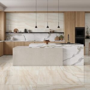 Sèrie Chroma | La Majestuositat de la Quarsita de Color Blavós o Nítida Brillant Polar (Acabat Polit / *High Gloss*) | STN Cerámica