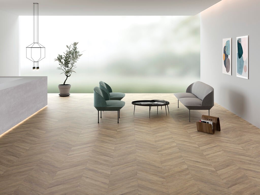 Sèrie Lenk Porcelain | Porcellànic Antilliscant (Grip / C3) · 32x28 cm / 19,5x121 cm | Peronda — ambient 1