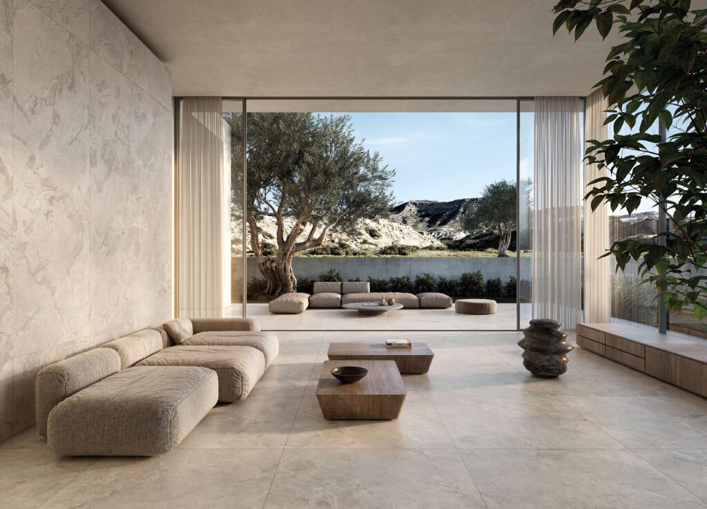 Sèrie Haven Porcelain | Porcellànic Relleu / 3D · 100x100 cm / 120x120 cm | Peronda — ambient 1