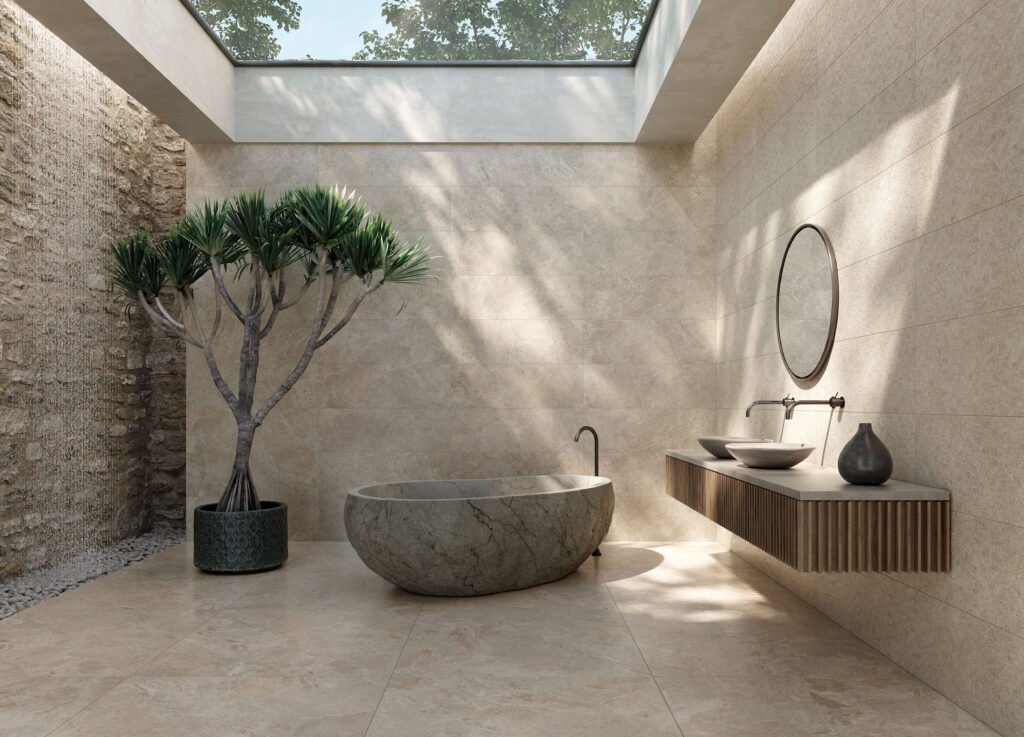 Sèrie Haven Porcelain | Porcellànic Relleu / 3D · 100x100 cm / 120x120 cm | Peronda — ambient 4