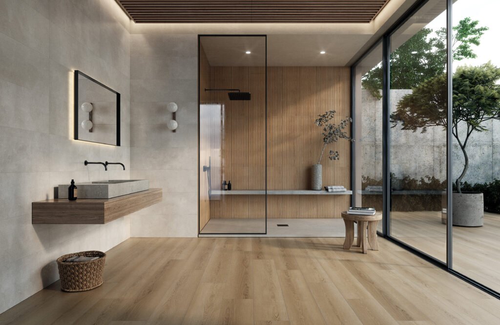 Sèrie Kaizen Porcelain | Porcellànic Antilliscant (Grip / C3) · 24x151 cm / 8,7x36,5 cm | Peronda — ambient 2