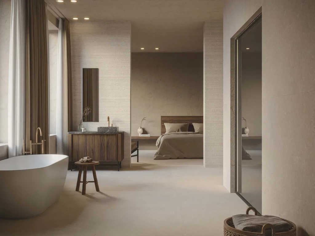 Sèrie Coral | Efecte Pedra · 120×120, 80×80, 59,6×59,6, 45×120 i 120×270 | Porcelanosa