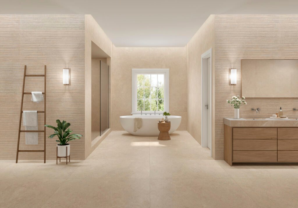 Sèrie Versa Porcelain | Porcellànic Relleu / 3D · 100x100 cm / 60x120 cm | Peronda — ambient 1