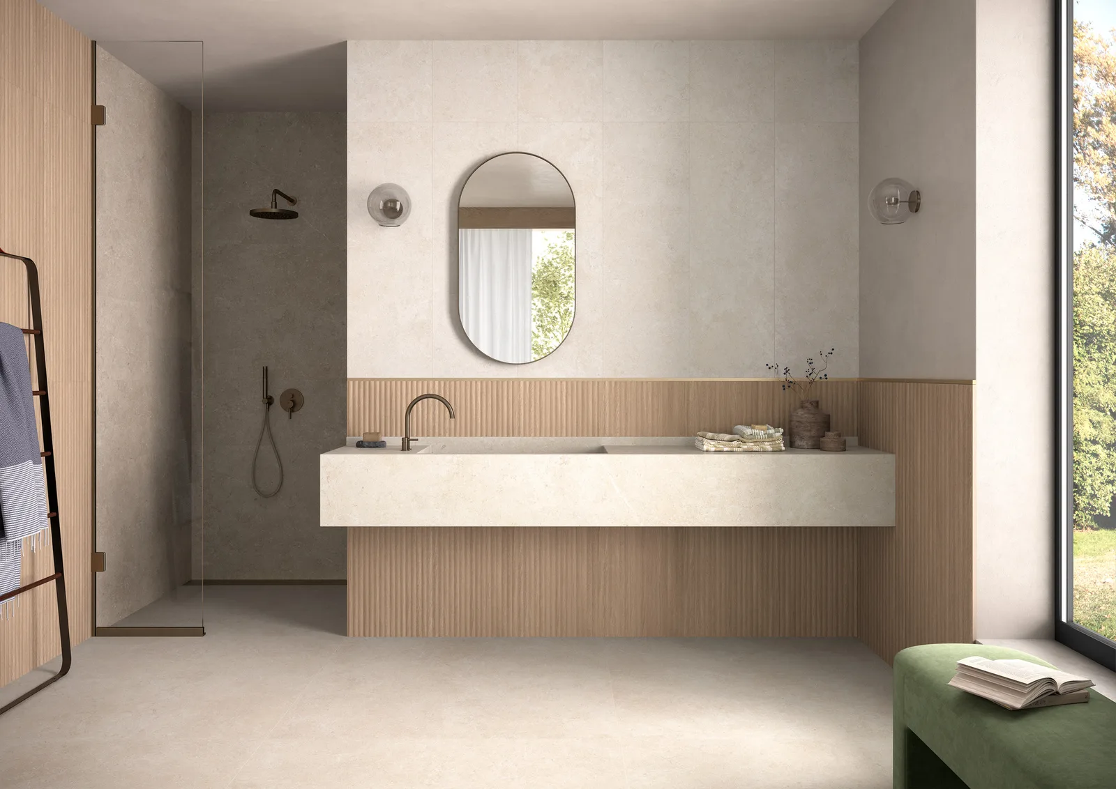 Mur amb relleu ceràmic Marazzi Boiserie