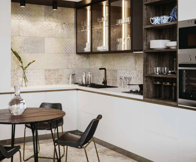 Cuina amb rajola decorada de la sèrie Bohemian d'Aparici